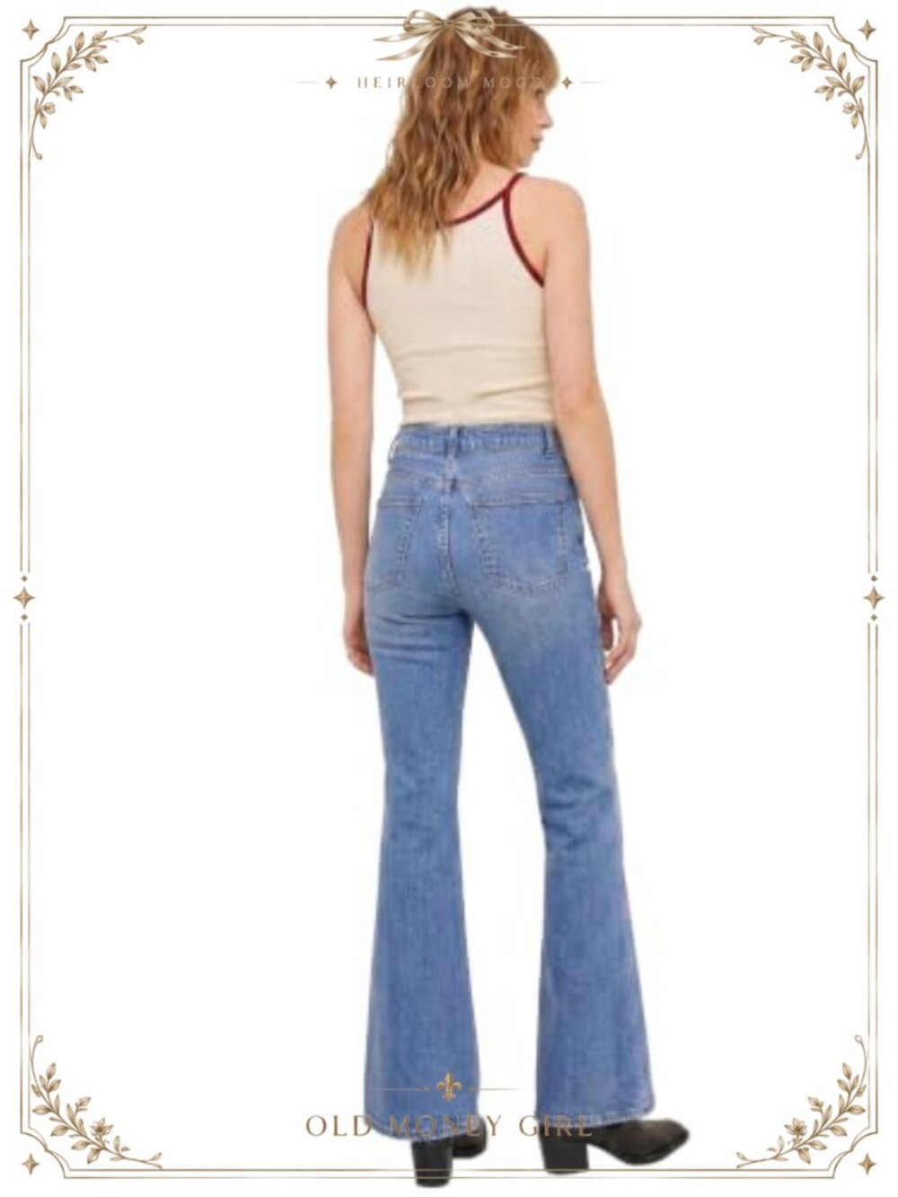 Necooer Women's High Waisted Flare Bell Bottom Denim Jeans Stretch Cotton Blend - Picture 2 of 4